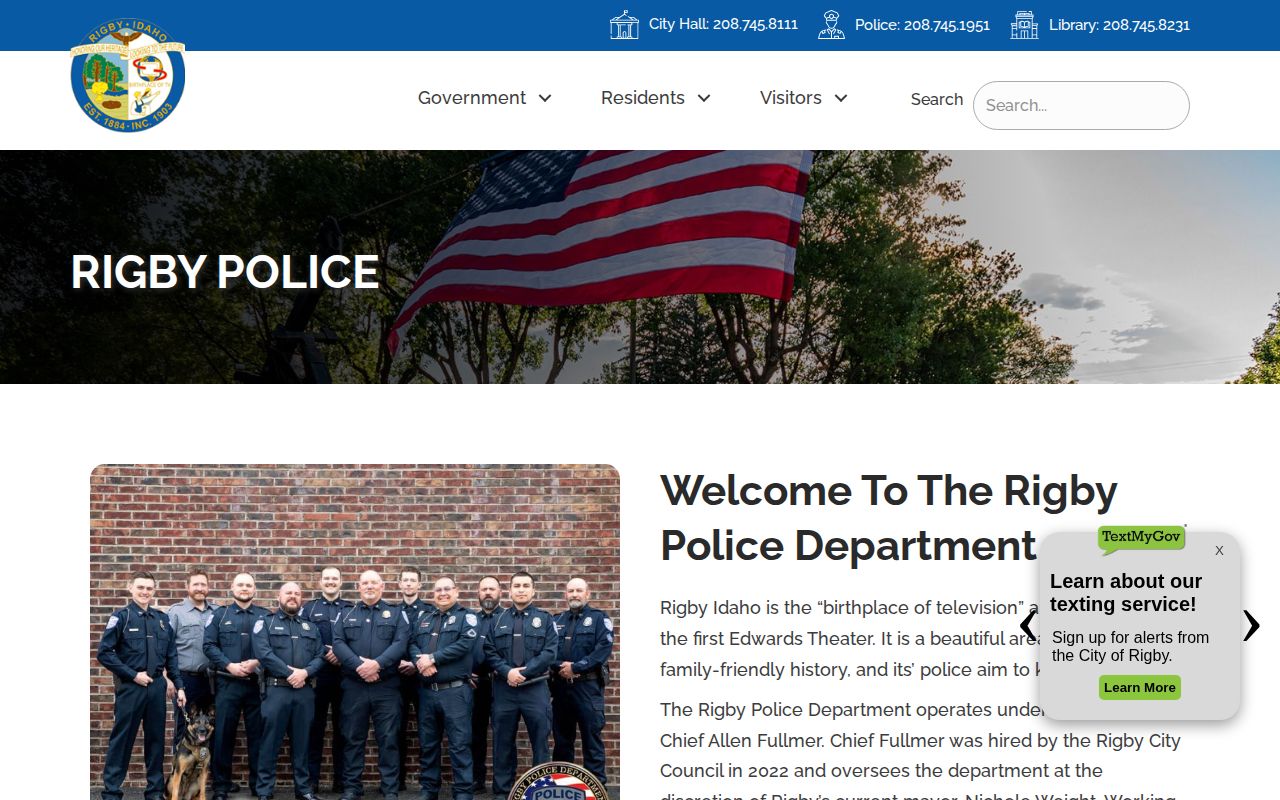 Official Rigby Police Department website and public records access