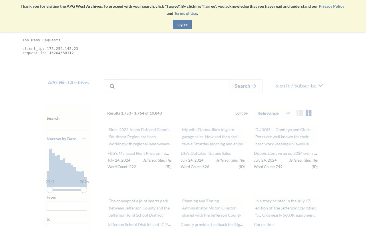 Jefferson Star NewsBank search for police blotter and crime log records